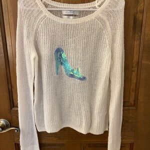 LC Lauren Conrad White Sweater with Sequin Shoe